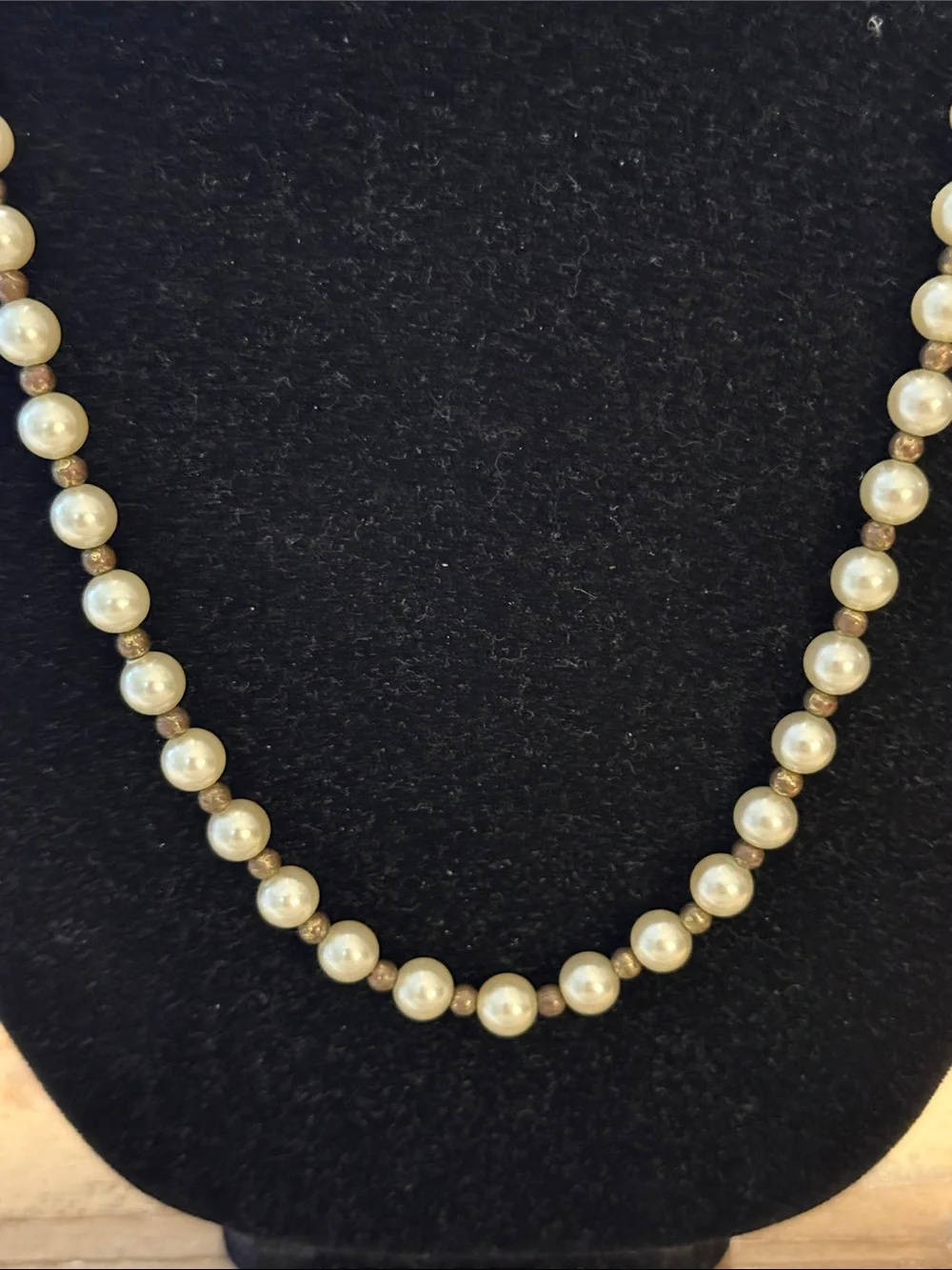 Vintage Cream Gold Tone Faux Pearl Beaded Long Statement Necklace